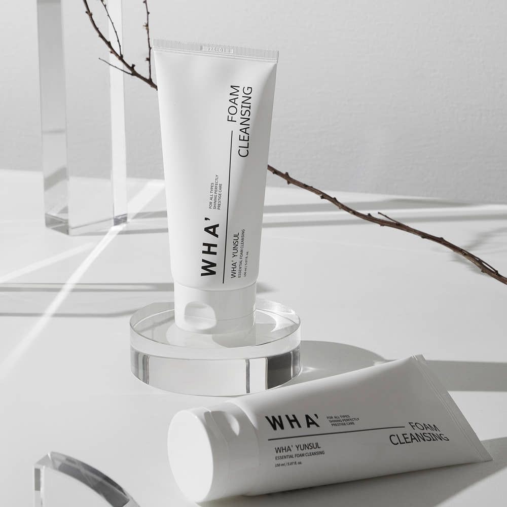 WHA' YUNSUL Essential Foam Cleansing 150ml Rice Bran Pore Clarifying Deep Hydrating Creamy Cleanser _ Made in Korea